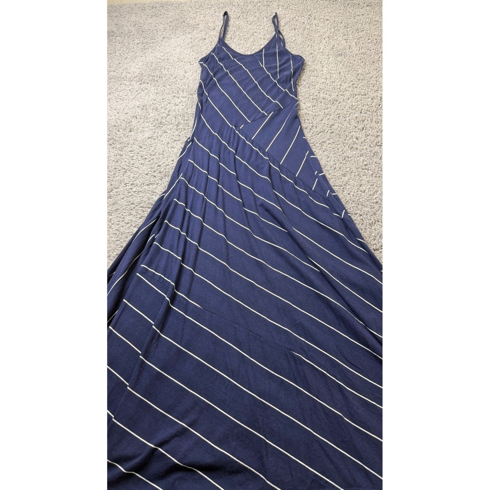 Workshop Andrea Jovine Navy White Striped Pima Cotton Modal Maxi Dress Medium
